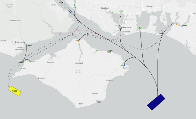 Dredge routes and disposal sites in the Solent